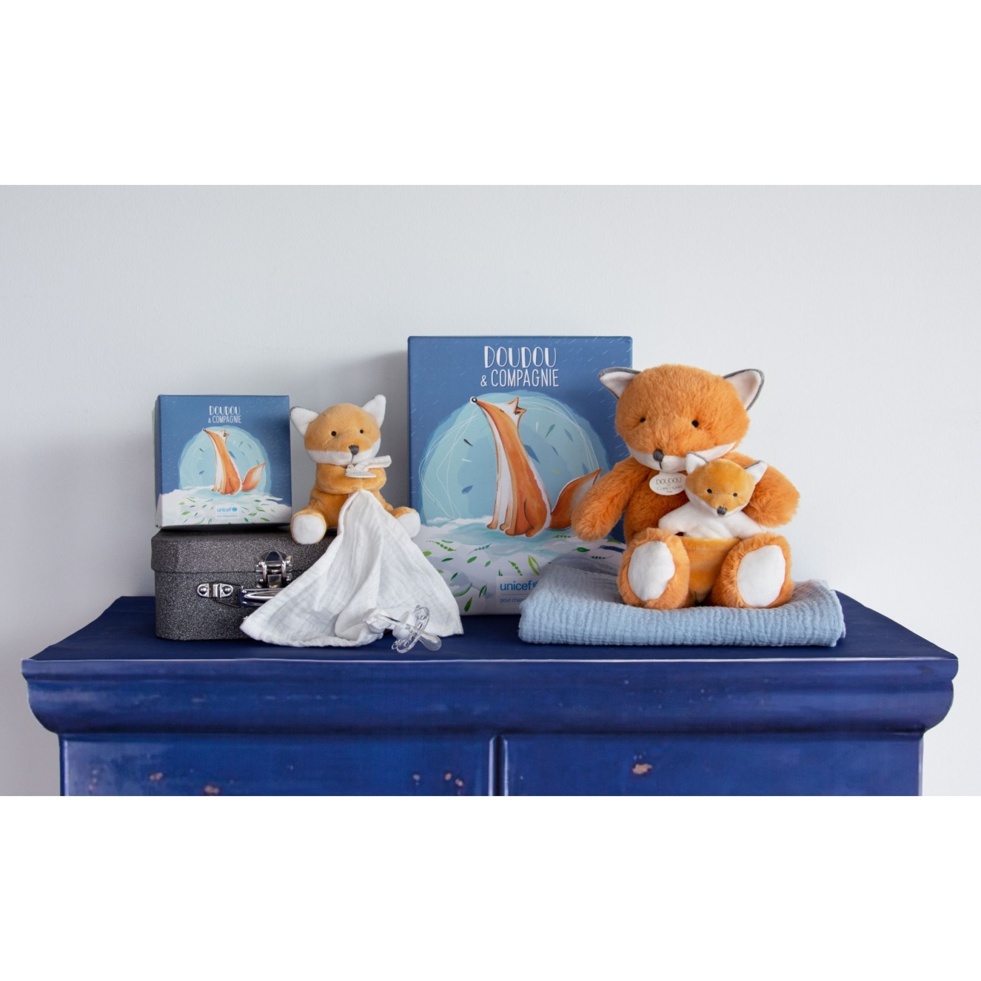 Doudou attache tétine personnalisé avec peluche UNICEF - Renard