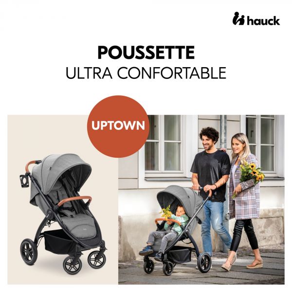 Poussette 4 roues Uptown Black Melange Grey