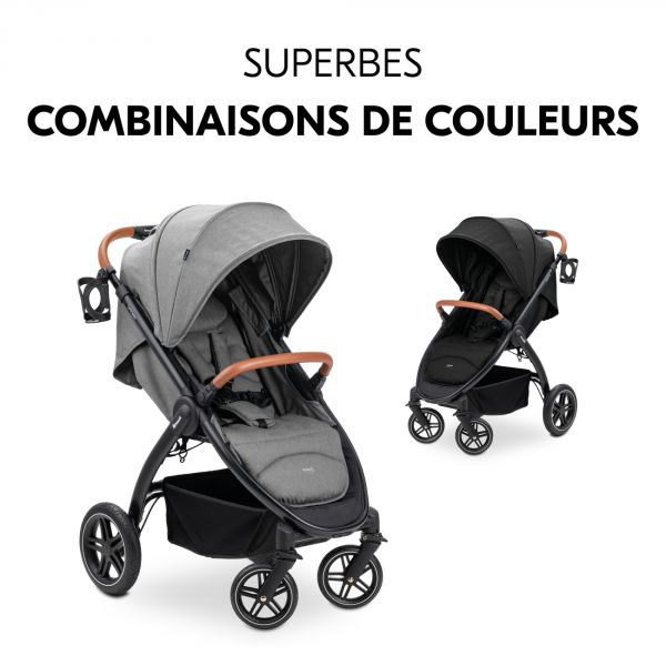 Poussette 4 roues Uptown Black Melange Grey