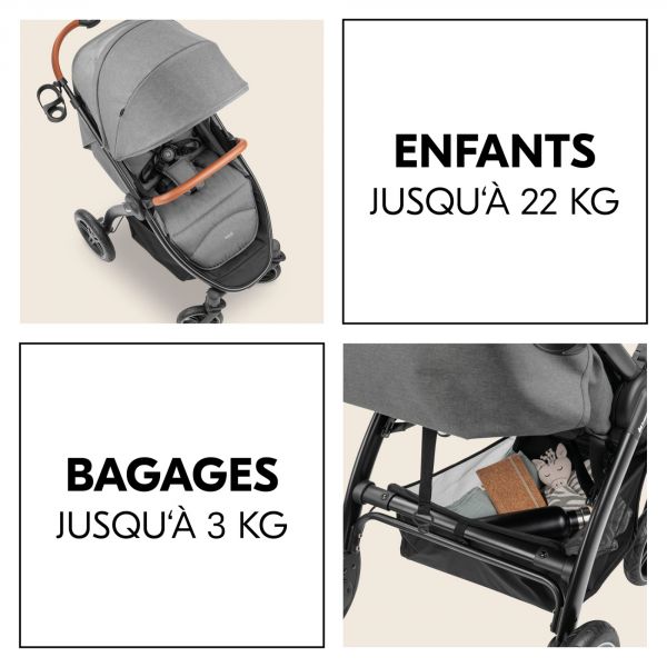 Poussette 4 roues Uptown Black Melange Grey