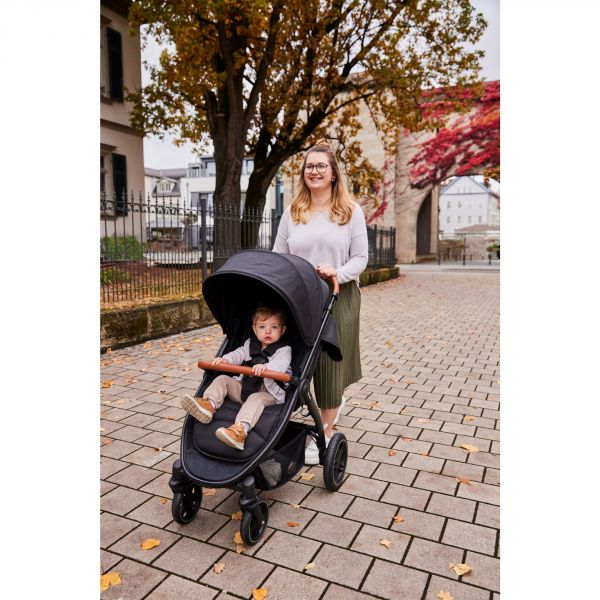 Poussette 4 roues Uptown Black Melange Grey