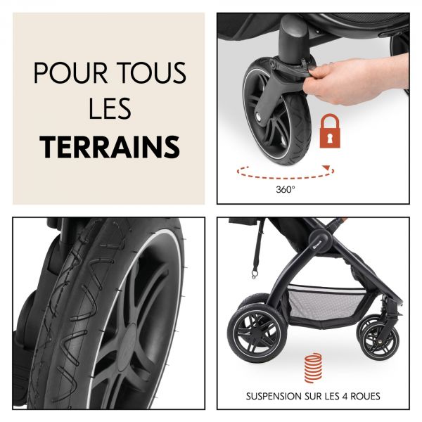 Poussette 4 roues Uptown Black Melange Black