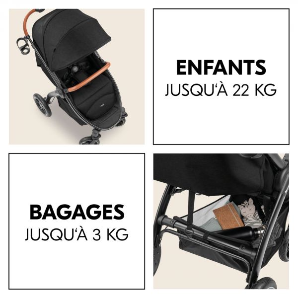 Poussette 4 roues Uptown Black Melange Black