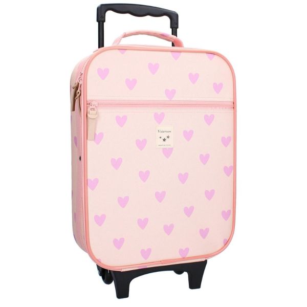 Valise à roulettes enfant coeurs