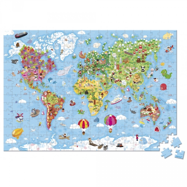 Puzzle géant Carte du monde valisette 300 pièces