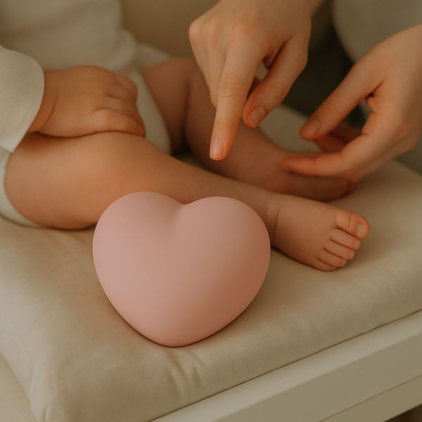 Veilleuse bébé et allaitement cœur Ruby gris clair