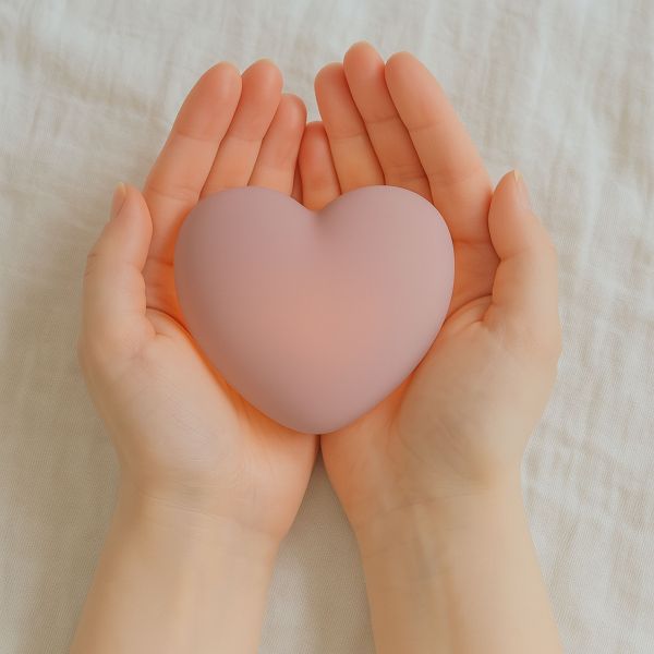 Veilleuse bébé et allaitement cœur Ruby vieux rose