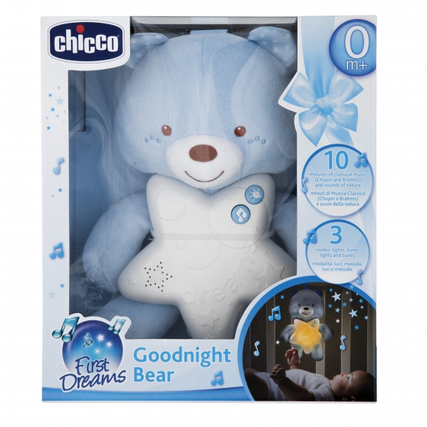 Veilleuse musicale peluche Petit Ourson Bleu