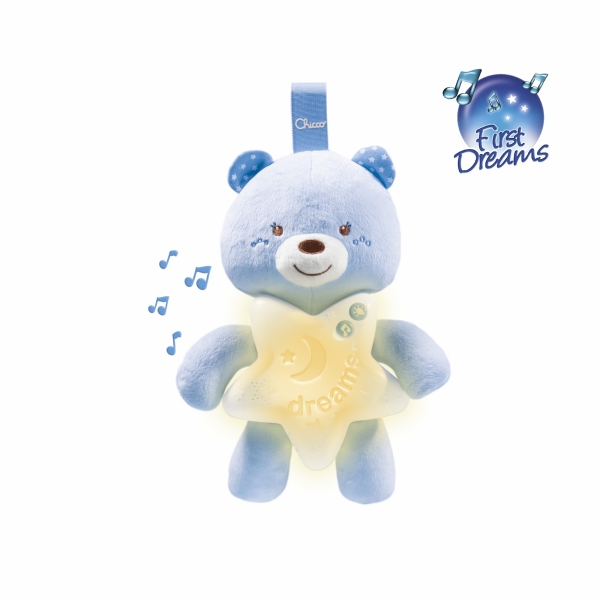 Veilleuse musicale peluche Petit Ourson Bleu