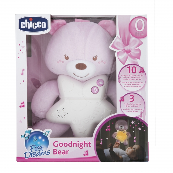 Veilleuse musicale peluche Petit Ourson Rose