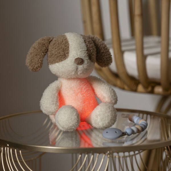 Veilleuse Sleepy peluche chien bouclette ecru