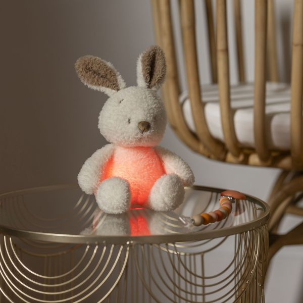 Veilleuse Sleepy peluche lapin bouclette ecru