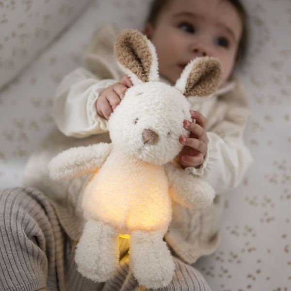 Veilleuse Sleepy peluche lapin bouclette ecru