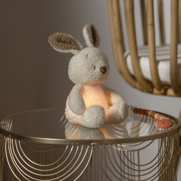 Veilleuse Sleepy peluche lapin bouclette ecru