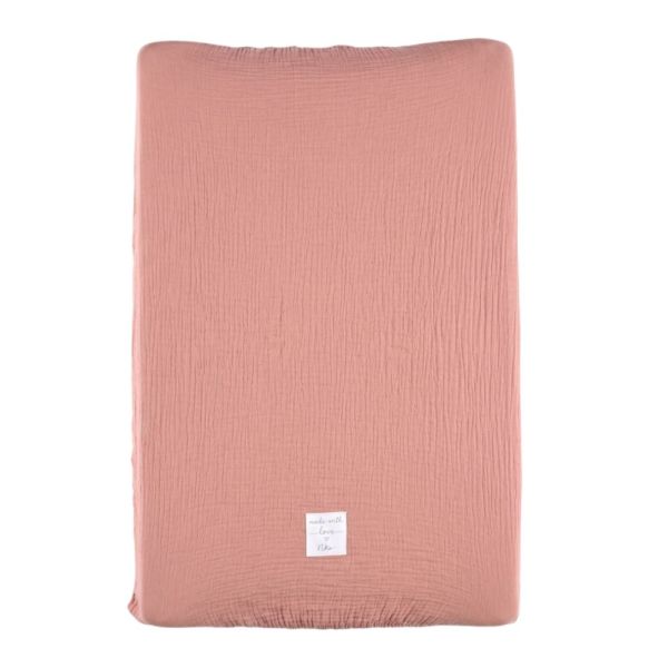 Housse de matelas à langer en coton bio Rose