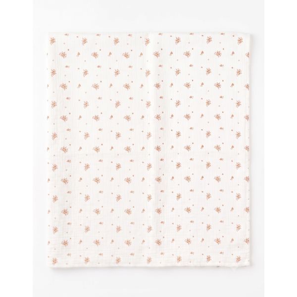 Lot de 2 langes 100x100cm en mousseline de coton bio Fleurs d'Antan