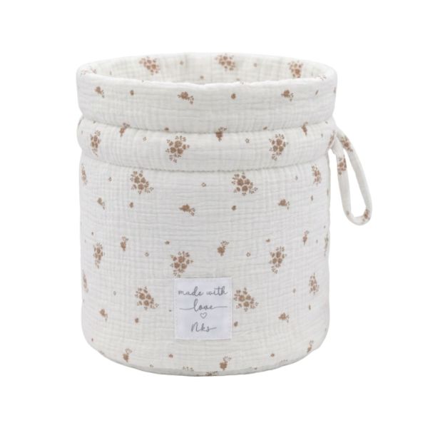 Panier de rangement nomade en coton bio Fleurs d'Antan
