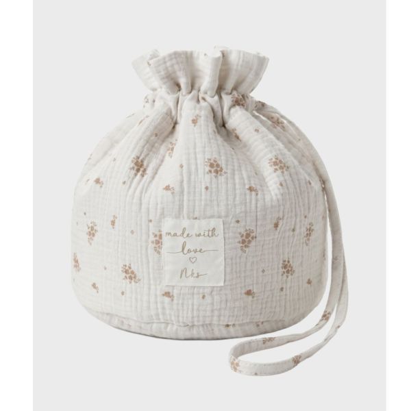 Panier de rangement nomade en coton bio Fleurs d'Antan