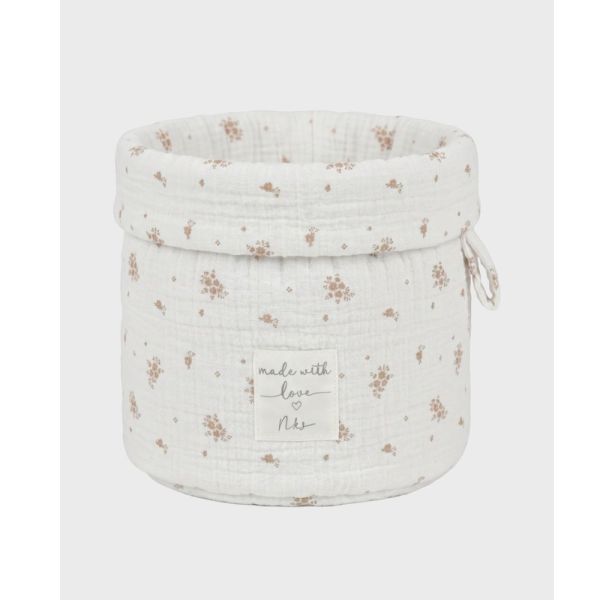Panier de rangement nomade en coton bio Fleurs d'Antan