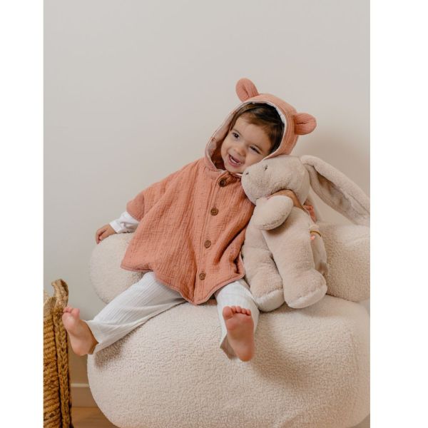 Poncho bébé en mousseline de coton bio Rose