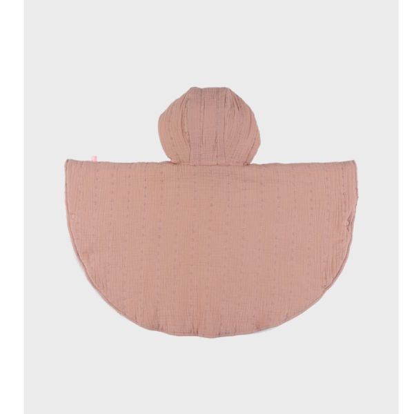 Poncho bébé en mousseline de coton bio Rose