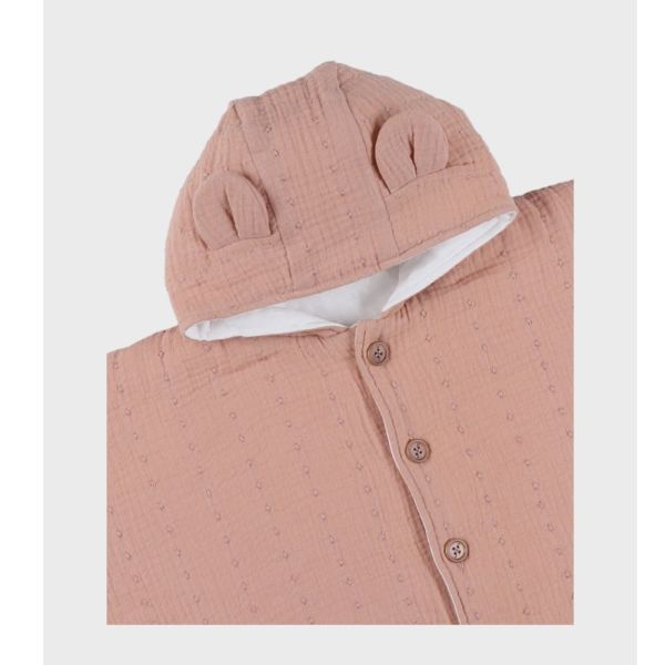 Poncho bébé en mousseline de coton bio Rose