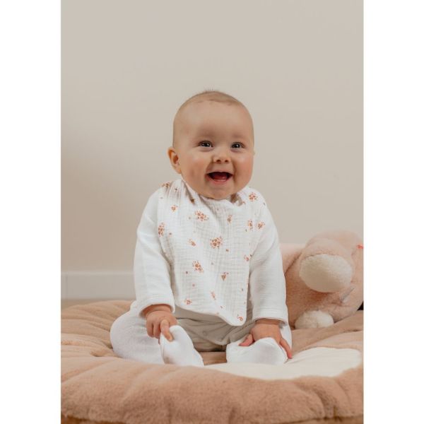 Lot de 3 bavoirs, mousseline de coton bio et éponge