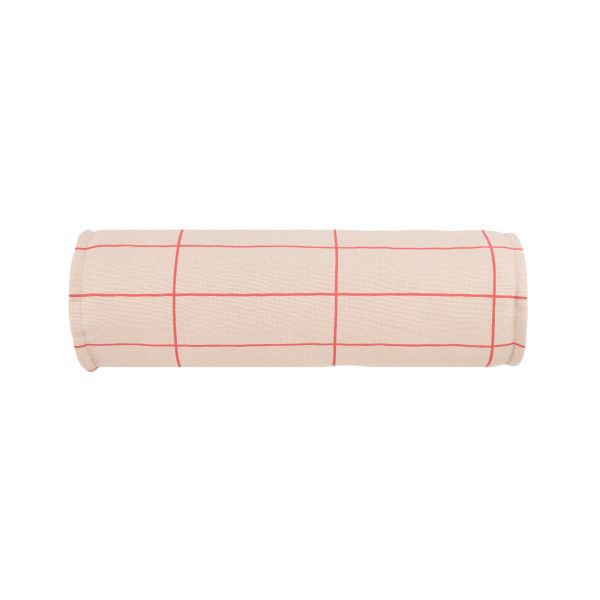 Coussin traversin cylindrique coton bio Vibes Pink Red Grid