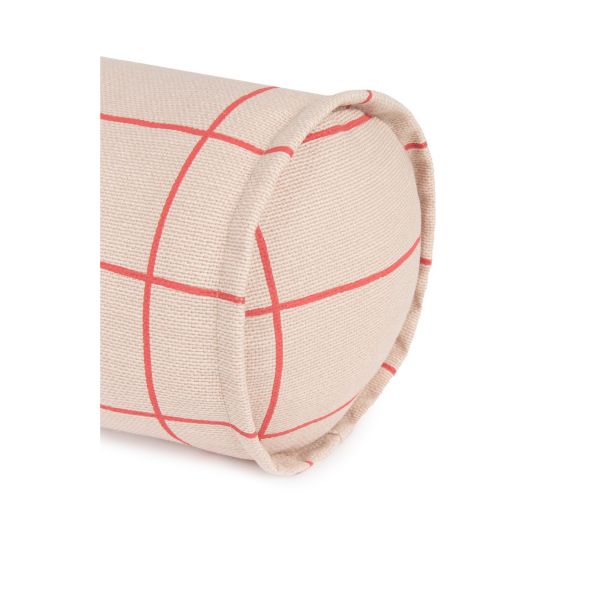 Coussin traversin cylindrique coton bio Vibes Pink Red Grid
