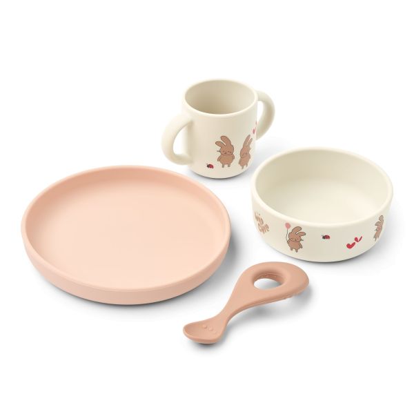 Coffret repas bébé silicone Vivi Wild child Rose