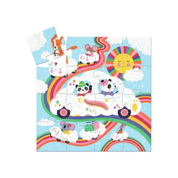 Puzzle silhouette voiture nuage 16 pièces