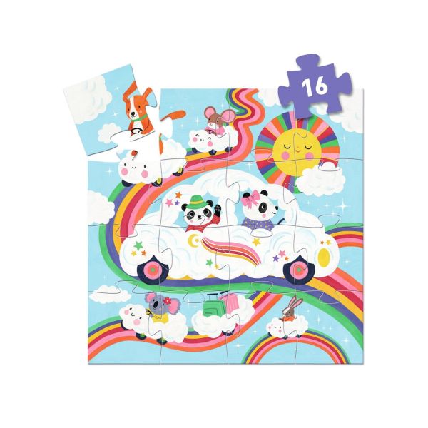 Puzzle silhouette voiture nuage 16 pièces