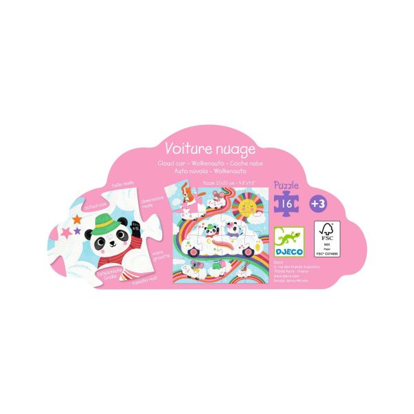 Puzzle silhouette voiture nuage 16 pièces