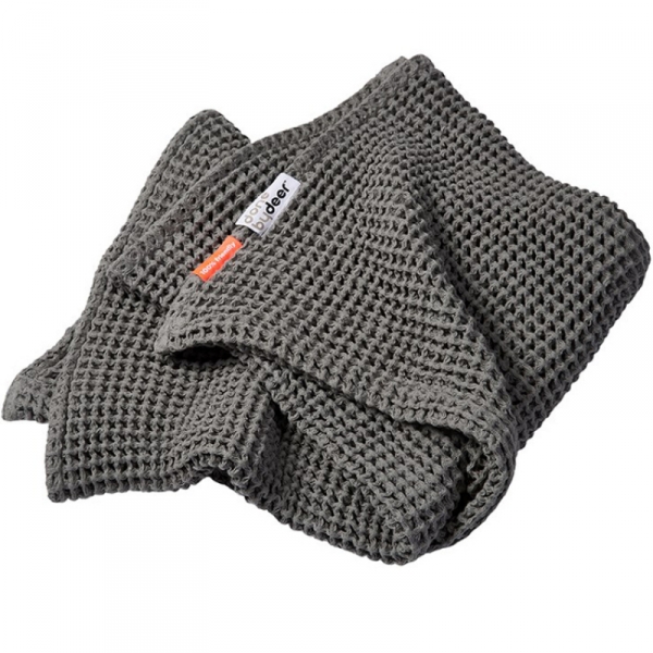 Couverture bébé nid d'abeille grise 80 x 100 cm