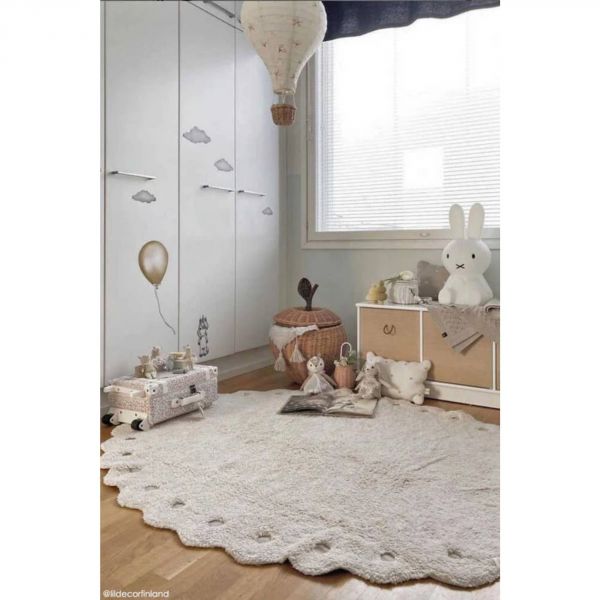 Tapis enfant 130x180 cm Pomme de pin Blanc