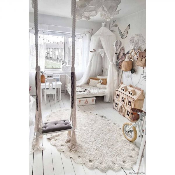 Tapis enfant 130x180 cm Pomme de pin Blanc