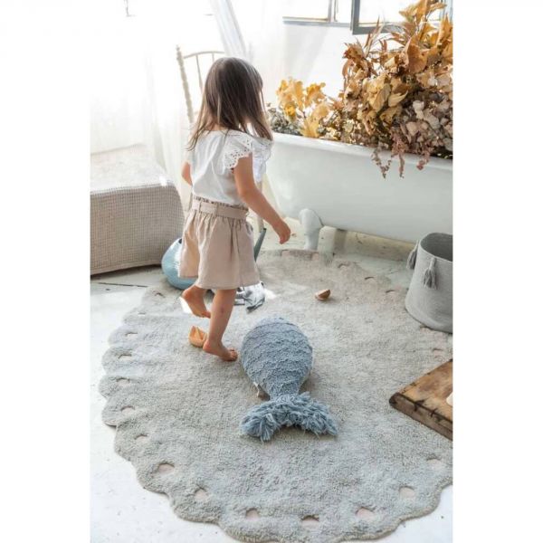 Tapis enfant 130x180 cm Pomme de pin bleu