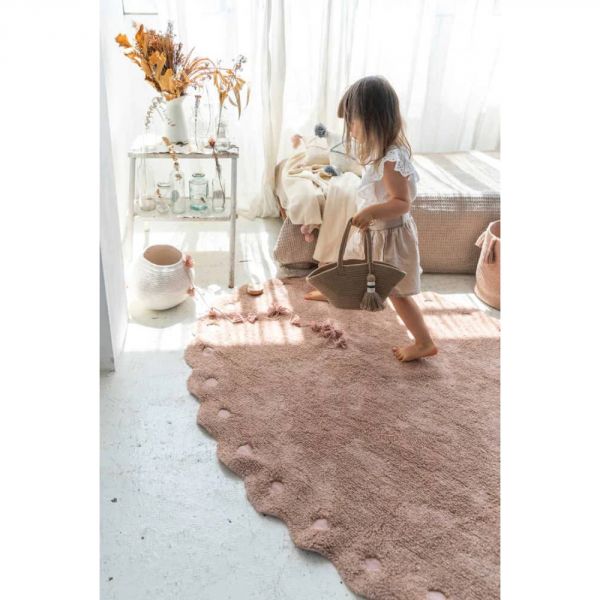 Tapis enfant 130x180 cm Pomme de pin rose