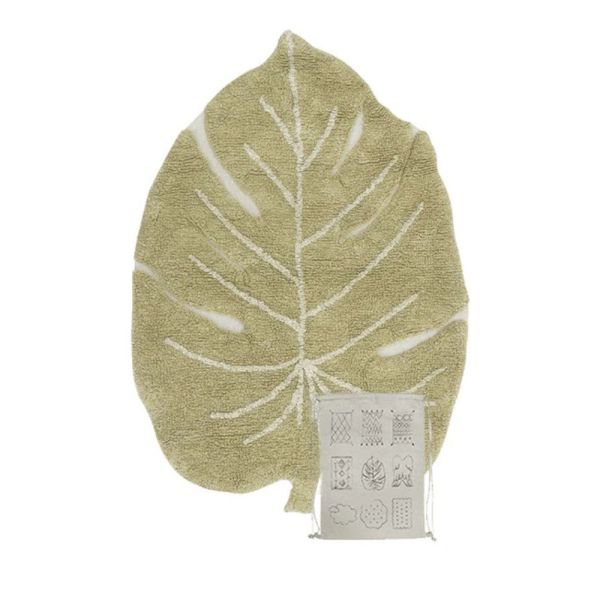Tapis enfant 75x100 cm Mini Monstera Olive