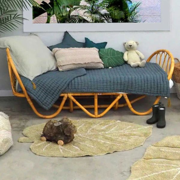 Tapis enfant 75x100 cm Mini Monstera Olive