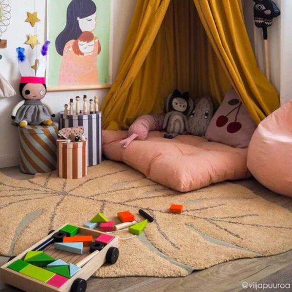 Tapis enfant 120x180 cm Feuille Monstera Miel