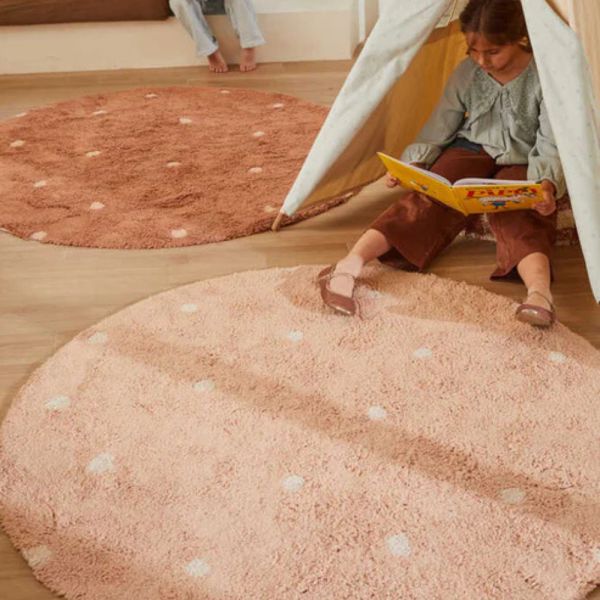 Tapis rond Ø 140 cm Pois Rose