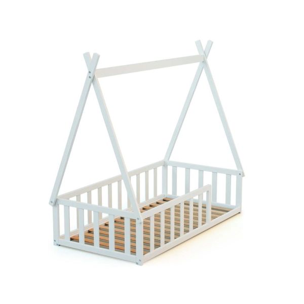 Lit Tipi Webaby au sol 70 x 140 en bois Blanc