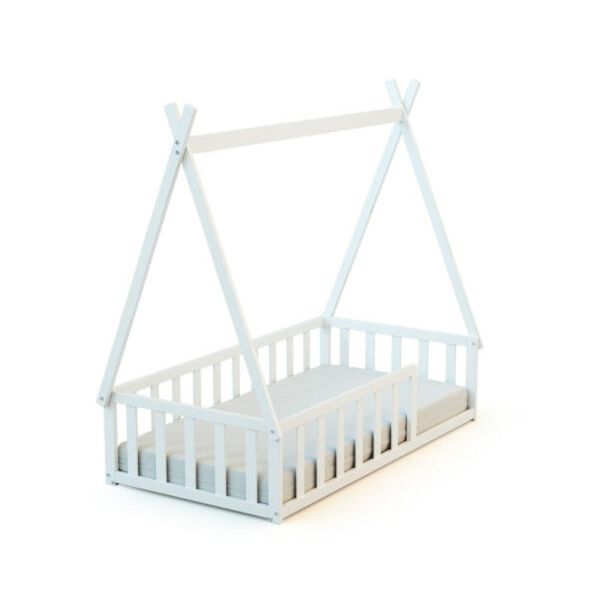 Lit Tipi Webaby au sol 70 x 140 en bois Blanc