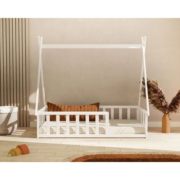 Lit Tipi Webaby au sol 70 x 140 en bois Blanc