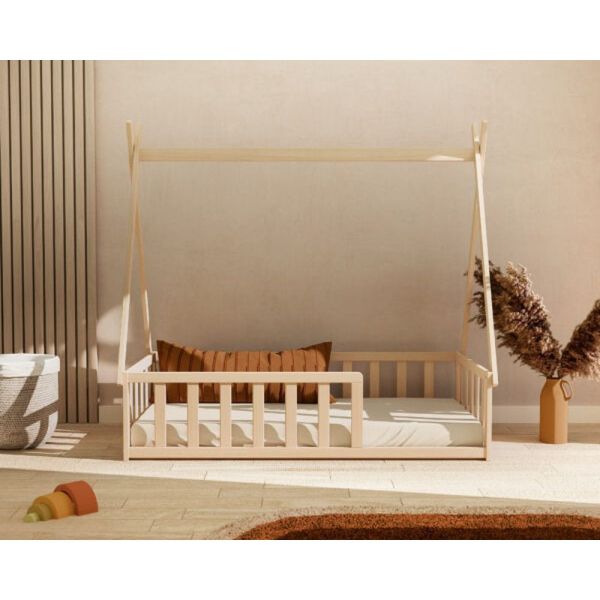 Lit Tipi Webaby au sol 70 x 140 en bois Hêtre Brut