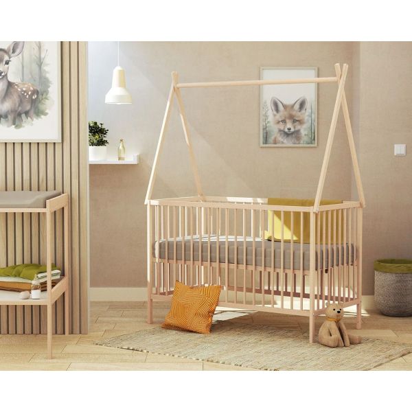 Tipi WEBABY pour lit bébé en bois 70 x 140 Hêtre Brut
