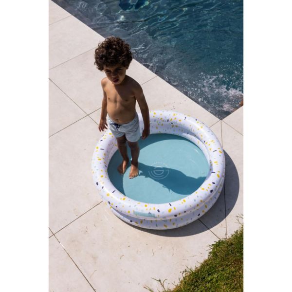 Piscine bébé Ø 100 cm Terrazzo blanc 2 anneaux