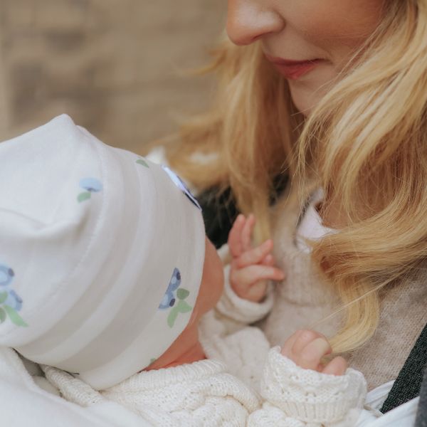 Bonnet bébé d'hiver fin 0-6 mois Blueberry Bliss