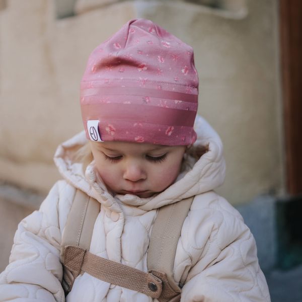 Bonnet bébé d'hiver fin 0-6 mois Pink Petit River Rose